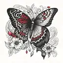 Butterfly with ruby gems tattoo design idea