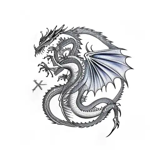 Dragon with wings  tattoo design idea
