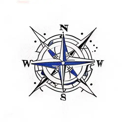 A traditional style compass surrounded by intricate respiratory therapy equipment, with travel elements in the background tattoo design idea
