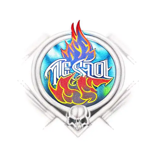 MOTOR, FLAMES, ROCK N ROLL tattoo design idea