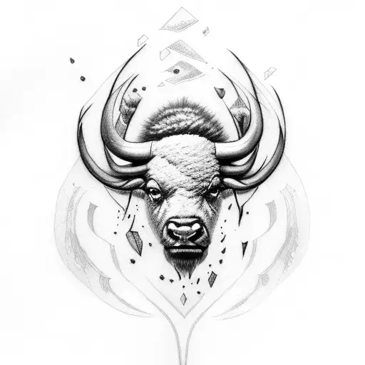 Buffalo, storm, cross tattoo design idea