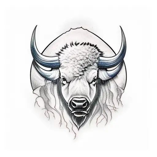 Buffalo, storm, cross tattoo design idea