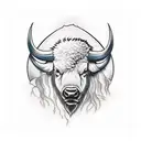 Buffalo, storm, cross tattoo design idea