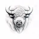 Buffalo, storm, cross tattoo design idea