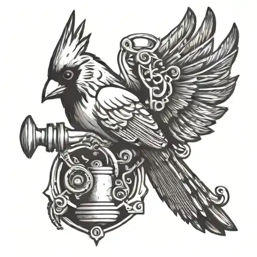 cardinal holding tattoo machine gun tattoo design idea