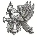 cardinal holding tattoo machine gun tattoo design idea