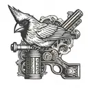 cardinal holding tattoo machine gun tattoo design idea