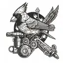 cardinal holding tattoo machine gun tattoo design idea