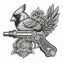 cardinal holding tattoo machine gun tattoo design idea