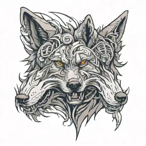 Gray wolf tattoo design idea