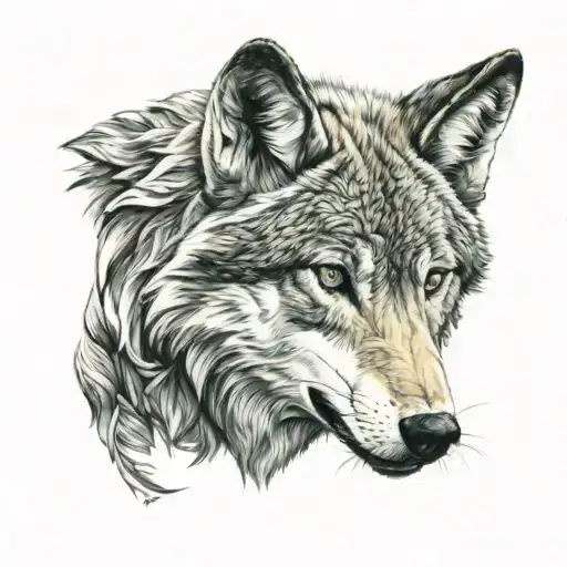Gray wolf tattoo design idea