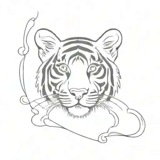 baby tiger and human tattoo design idea