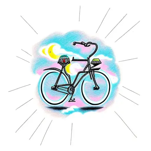 A new-school design of a bicycle transforming into a chalkboard tattoo design idea