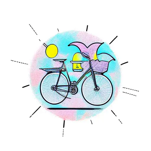 A new-school design of a bicycle transforming into a chalkboard tattoo design idea