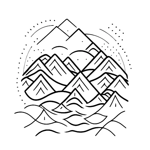 minimal mountain and waves  tattoo design idea