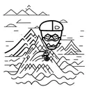 minimal mountain and waves ,need a royal enfield himalayan bike minimal sketch  in the middle of mountains and waves tattoo design idea
