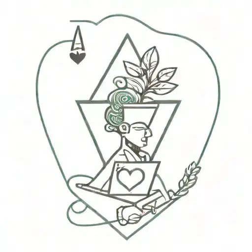 a jade plant, king of hearts playing card, and island, pyramid, and a heart with a girl on it  tattoo design idea
