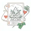 a jade plant, king of hearts playing card, and island, pyramid, and a heart with a girl on it  tattoo design idea