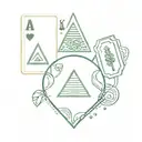 a jade plant, king of hearts playing card, and island, pyramid, and a heart with a girl on it  tattoo design idea