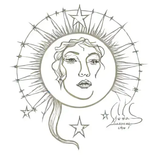 "gold dust woman" fleetwood mac tattoo, simple, sun and moon in it with some of the song lyrics tattoo design idea