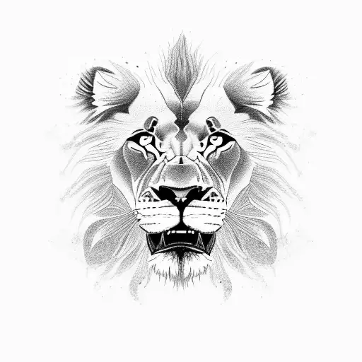 lion happy and roar tattoo design idea
