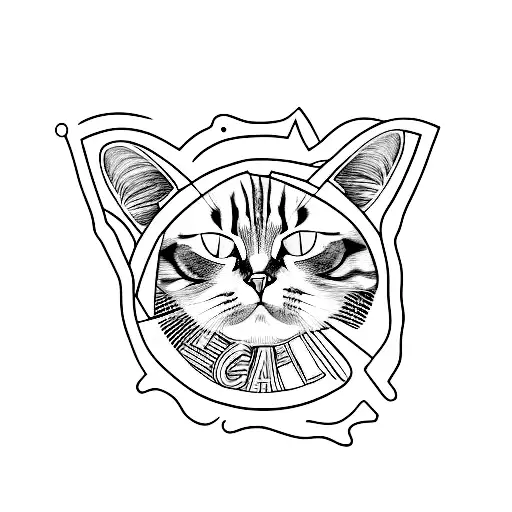 A cat sitting on a vinyl record with Juice wrld album art tattoo design idea