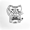 A cat sitting on a vinyl record with Juice wrld album art tattoo design idea