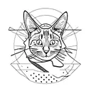 A cat sitting on a vinyl record with Juice wrld album art tattoo design idea