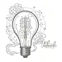 light bulb words as the glass surrounded tattoo design idea