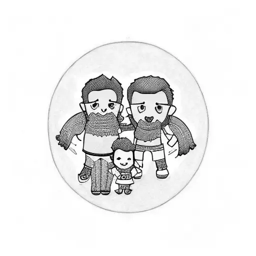 family two boys Ezra Caleb  tattoo design idea