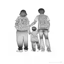 family two boys Ezra Caleb  tattoo design idea
