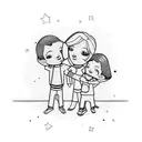 family two boys Ezra Caleb  tattoo design idea