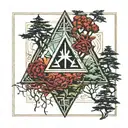 Enter Shikari Logo, surrounded by trees, framed in a square tattoo design idea