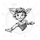 peter pan flying with the lost children tattoo design idea