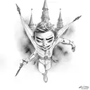 peter pan flying with the lost children tattoo design idea