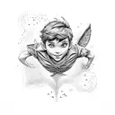 peter pan flying with the lost children tattoo design idea