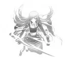 Anime character in a dynamic action pose tattoo design idea