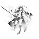 Anime character in a dynamic action pose tattoo design idea