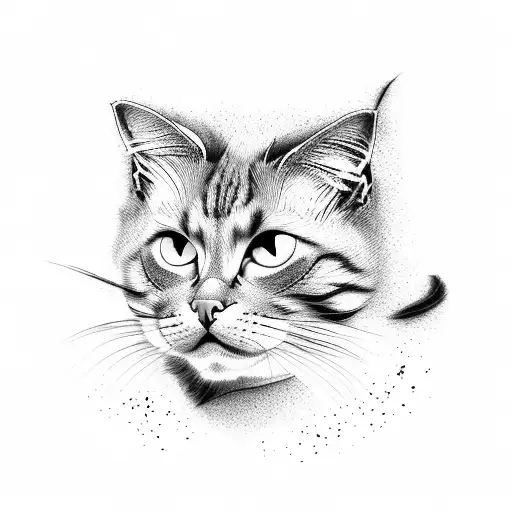 Angry cat tattoo design idea