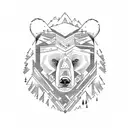 bear in forest tattoo design idea