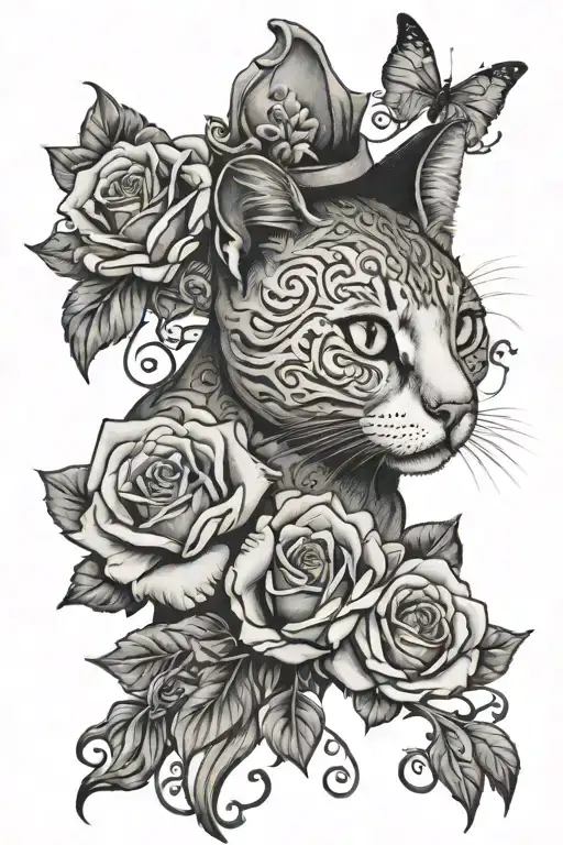 haunting Adeline by H d Carlton. rose. cat. mouse. no people tattoo design idea