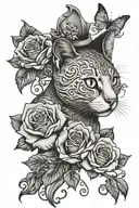 haunting Adeline by H d Carlton. rose. cat. mouse. no people tattoo design idea