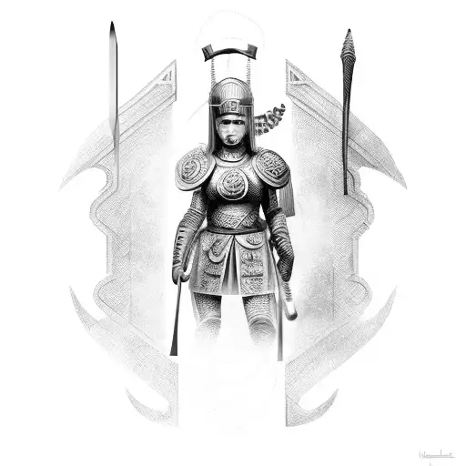 roman warrior tattoo design idea