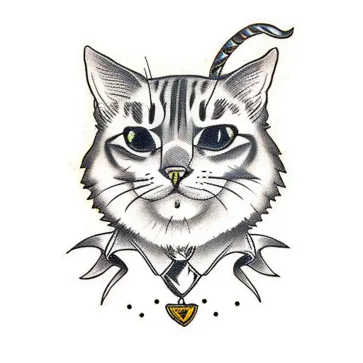 small size tattoo aggressive cat holding a gun tattoo design idea