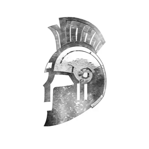 a spartan helmet with the roman number 5 behind it tattoo design idea