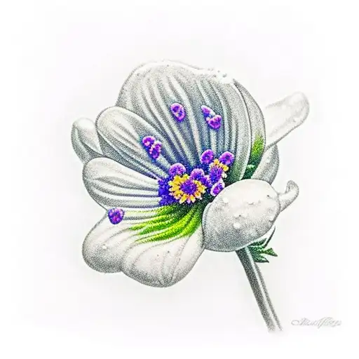 snow drop violet daisy larkspur  tattoo design idea