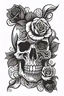 Rose inside skull tattoo design idea