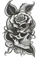 Rose inside skull tattoo design idea