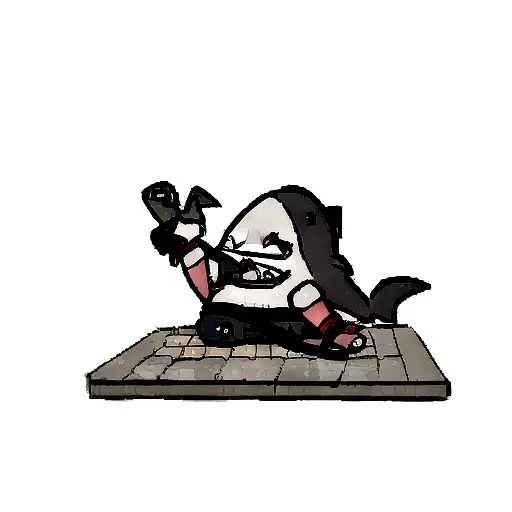 Blacksmith forging a shark-shaped kunai tattoo design idea