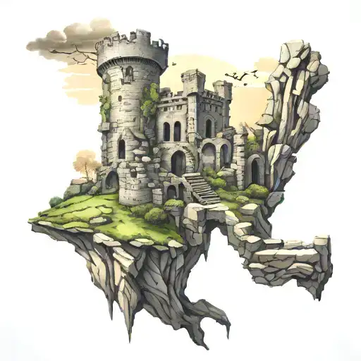 Ruined castle  tattoo design idea